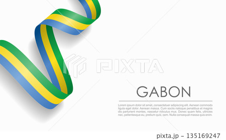 Gabon flag wavy ribbon, ideal for patriotic or cultural design themes. Vector illustration. Gabon flag wavy ribbon, ideal for patriotic or cultural design themes. Vector illustration. 135169247