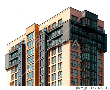Building architecture apartment in city. Modern residential condominium block with balcony, tall Building architecture apartment in city. Modern residential condominium block with balcony, tall 135169291
