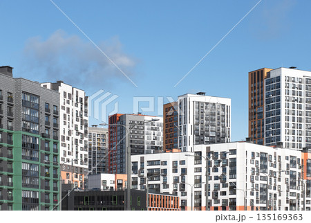 Development in urban city landscape. Modern architecture with skyline, residential apartment housing 135169363