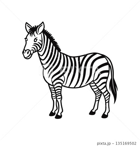 Striking zebra illustration in black and white graphic design style Striking zebra illustration in black and white graphic design style 135169502