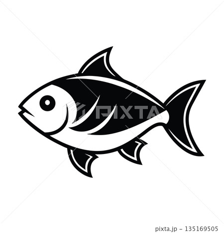 Simple black and white fish illustration for diverse creative applications Simple black and white fish illustration for diverse creative applications 135169505