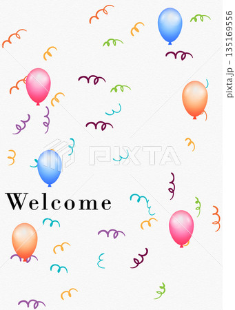 Welcome Celebration with Colorful Balloons and Streamers Background Design Element Welcome Celebration with Colorful Balloons and Streamers Background Design Element 135169556