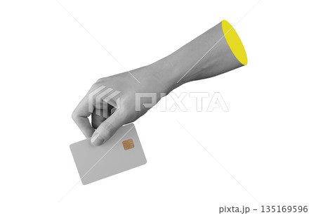 Smart card with embedded chip in hand, payment concept isolated on white background. Smart card with embedded chip in hand, payment concept isolated on white background. 135169596