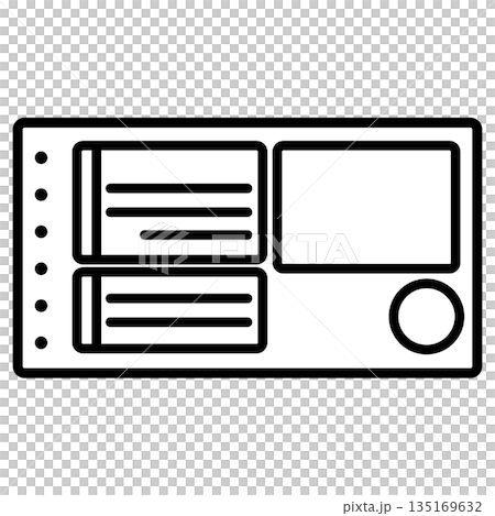 宅配の伝票の白黒アイコン 宅配の伝票の白黒アイコン 135169632