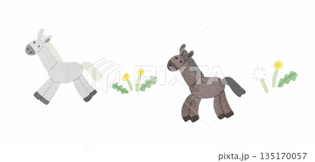 2頭の馬のイラスト 2頭の馬のイラスト 135170057