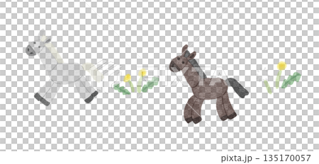 2頭の馬のイラスト 2頭の馬のイラスト 135170057