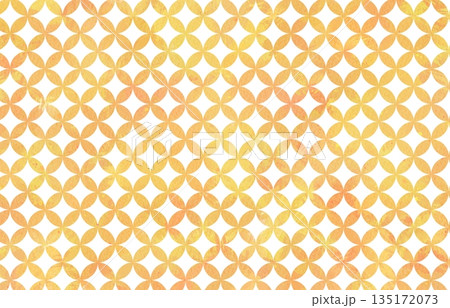 七宝模様の背景　水彩　七宝柄　和柄　黄色 135172073