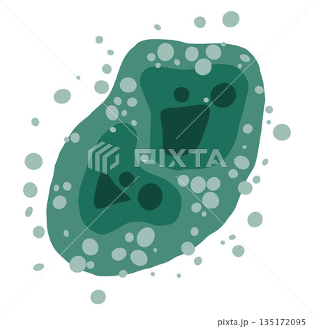 Toxic mold spores spread across the wet surface, creating contamination and respiratory risk. Vector illustration Toxic mold spores spread across the wet surface, creating contamination and respiratory risk. Vector illustration 135172095