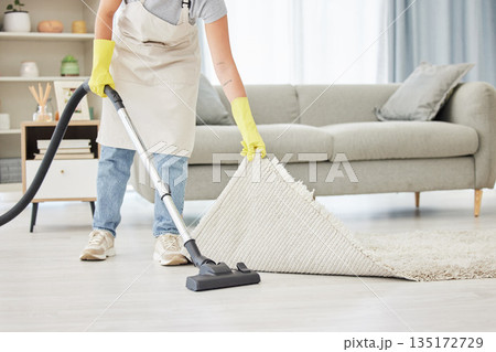 Carpet, person and vacuum with cleaner, home and remove dust for hygiene, bacteria and lounge. Dirt, worker and maid with cleaning equipment, mat and apartment with housekeeping and spring cleaning Carpet, person and vacuum with cleaner, home and remove dust for hygiene, bacteria and lounge. Dirt, worker and maid with cleaning equipment, mat and apartment with housekeeping and spring cleaning 135172729