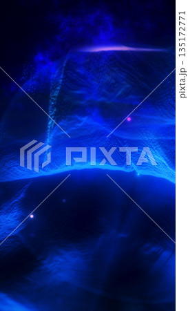 Abstract glowing blue digital waves made of particles, symbolizing data flow, energy, and futuristic motion 135172771
