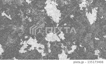 Wide gray concrete wall with peeling paint stains distressed background. 3D rendering illustration 135173408