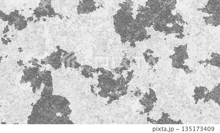 Light concrete wall with dark peeling paint spots worn surface texture. 3D rendering illustration 135173409