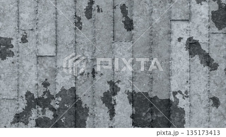 Vertical planks wall with peeling paint worn weathered rustic texture. 3D rendering illustration 135173413