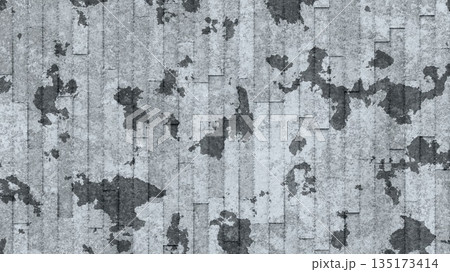 Weathered Concrete Wall With Dark Stains And Vertical Texture. 3D rendering illustration 135173414