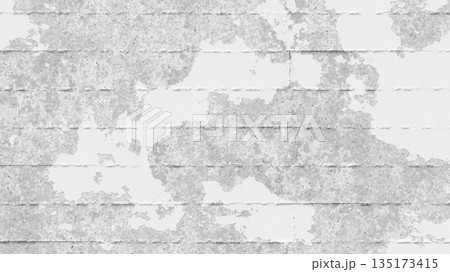 Light Gray Plastered Wall With Peeling Paint Texture. 3D rendering illustration 135173415
