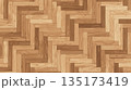 Parquet Wood Floor In Chevron Pattern Top View. 3D rendering illustration 135173419