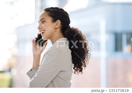 Phone call, communication and businesswoman talking in the office for corporate discussion. Happy, confidence and professional employee with smile on mobile conversation with cellphone in workplace. Phone call, communication and businesswoman talking in the office for corporate discussion. Happy, confidence and professional employee with smile on mobile conversation with cellphone in workplace. 135173619