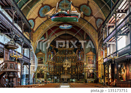 Interior of St Jean Baptiste church in Saint Jean de Luz in Fran Interior of St Jean Baptiste church in Saint Jean de Luz in Fran 135173751