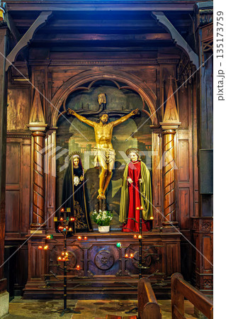 Interior of St Jean Baptiste church in Saint Jean de Luz in Fran Interior of St Jean Baptiste church in Saint Jean de Luz in Fran 135173759