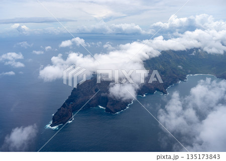 Aerial view of Hiva Oa in the Marquesas Islands, French Polynesia 135173843