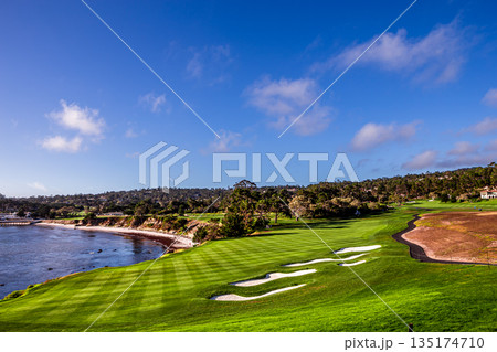 Pebble Beach golf course, Monterey, California, usa 135174710