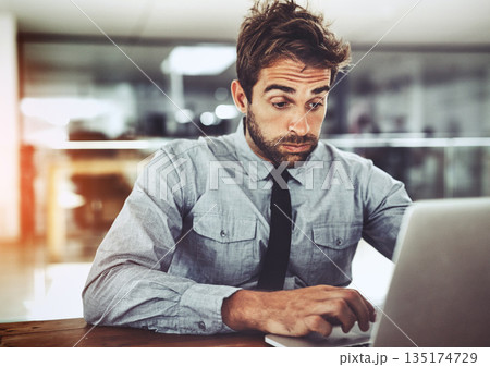 Stress, tired and laptop with business man in office for planning, glitch and 404 problem. Frustrated, burnout and anxiety with male employee at desk for overwhelmed, mistake and mental health Stress, tired and laptop with business man in office for planning, glitch and 404 problem. Frustrated, burnout and anxiety with male employee at desk for overwhelmed, mistake and mental health 135174729