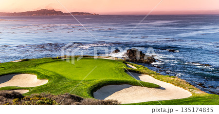Pebble Beach golf course, Monterey, California, usa 135174835