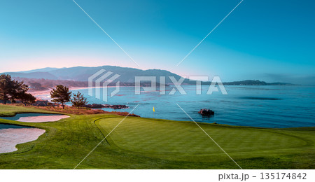 Pebble Beach golf course, Monterey, California, usa 135174842