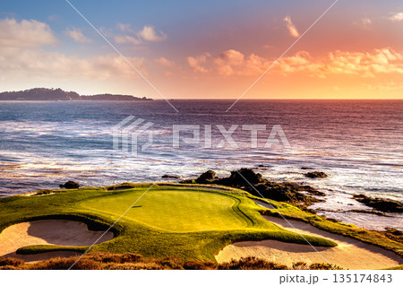 Pebble Beach golf course, Monterey, California, usa 135174843