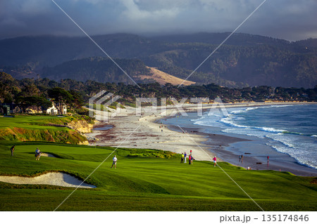 Pebble Beach golf course, Monterey, California, usa 135174846