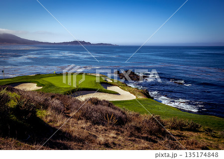 Pebble Beach golf course, Monterey, California, usa 135174848