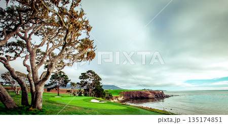 Pebble Beach golf course, Monterey, California, usa 135174851