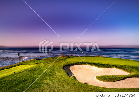 Pebble Beach golf course, Monterey, California, usa 135174854