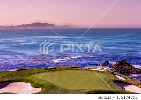 Pebble Beach golf course, Monterey, California, usa 135174855