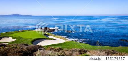 Pebble Beach golf course, Monterey, California, usa 135174857