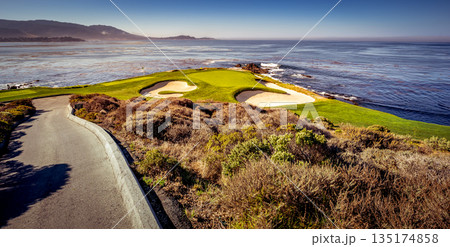Pebble Beach golf course, Monterey, California, usa 135174858