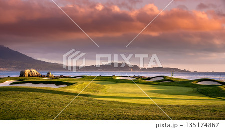 Pebble Beach golf course, Monterey, California, usa 135174867