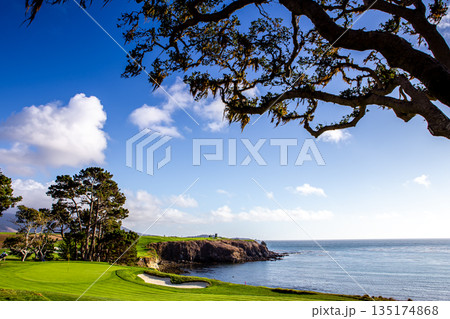 Pebble Beach golf course, Monterey, California, usa 135174868