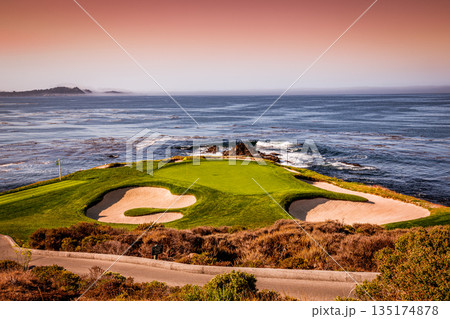 Pebble Beach golf course, Monterey, California, usa Pebble Beach golf course, Monterey, California, usa 135174878