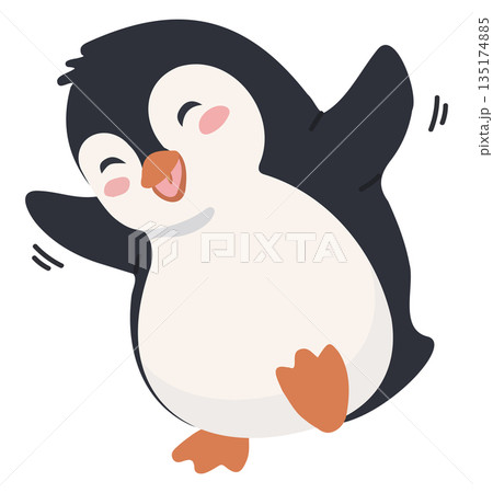Happy Dancing Penguin Cartoon Character Illustration 135174885