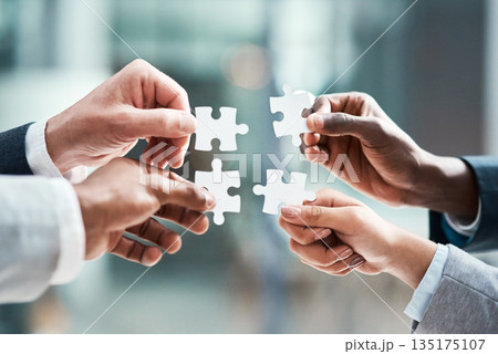 Puzzle, hands and group of people for solution, teamwork and goals, achievement and workflow success. Team building, games and development of woman and staff problem solving, synergy or collaboration Puzzle, hands and group of people for solution, teamwork and goals, achievement and workflow success. Team building, games and development of woman and staff problem solving, synergy or collaboration 135175107