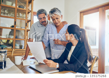 Financial advisor, budget and senior couple with bills, paperwork and insurance documents. Retirement, consultant and elderly man and woman with finance planner for pension, payment or investment Financial advisor, budget and senior couple with bills, paperwork and insurance documents. Retirement, consultant and elderly man and woman with finance planner for pension, payment or investment 135175268