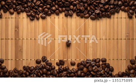 Brown coffee beans with smoke illustration. 135175895