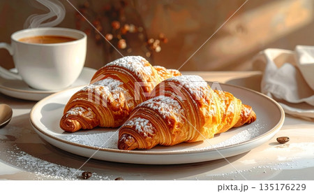 croissants with butter and raisins 135176229