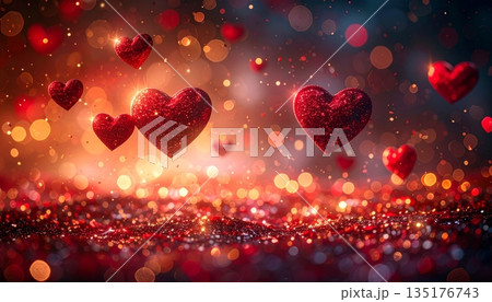 A romantic Valentine's Day illustration featuring a striking red heart on a black background. A romantic Valentine's Day illustration featuring a striking red heart on a black background. 135176743
