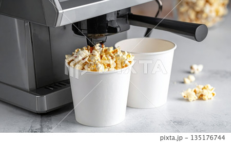 A bucket of delicious salted butter popcorn A bucket of delicious salted butter popcorn 135176744
