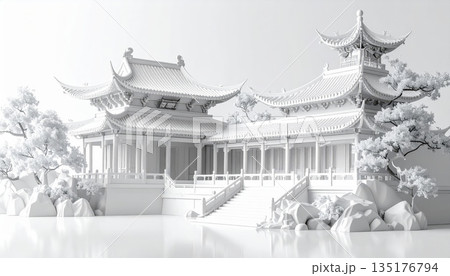 Traditional Chinese pagoda architecture and pavilion roofs. 135176794