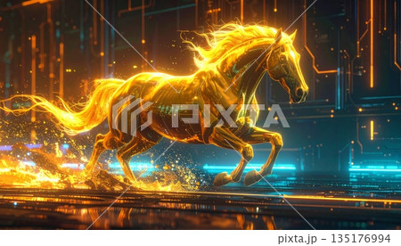 Beautiful horse background, abstract illustration. 135176994