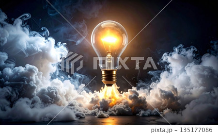 The beautiful light bulb background illustrates an abstract illustration idea.The beautiful light bulb background illustrates an abstract illustration idea. 135177086
