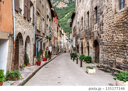 Street scene in Villefranche de Conflent, France in Catalonia Re Street scene in Villefranche de Conflent, France in Catalonia Re 135177146